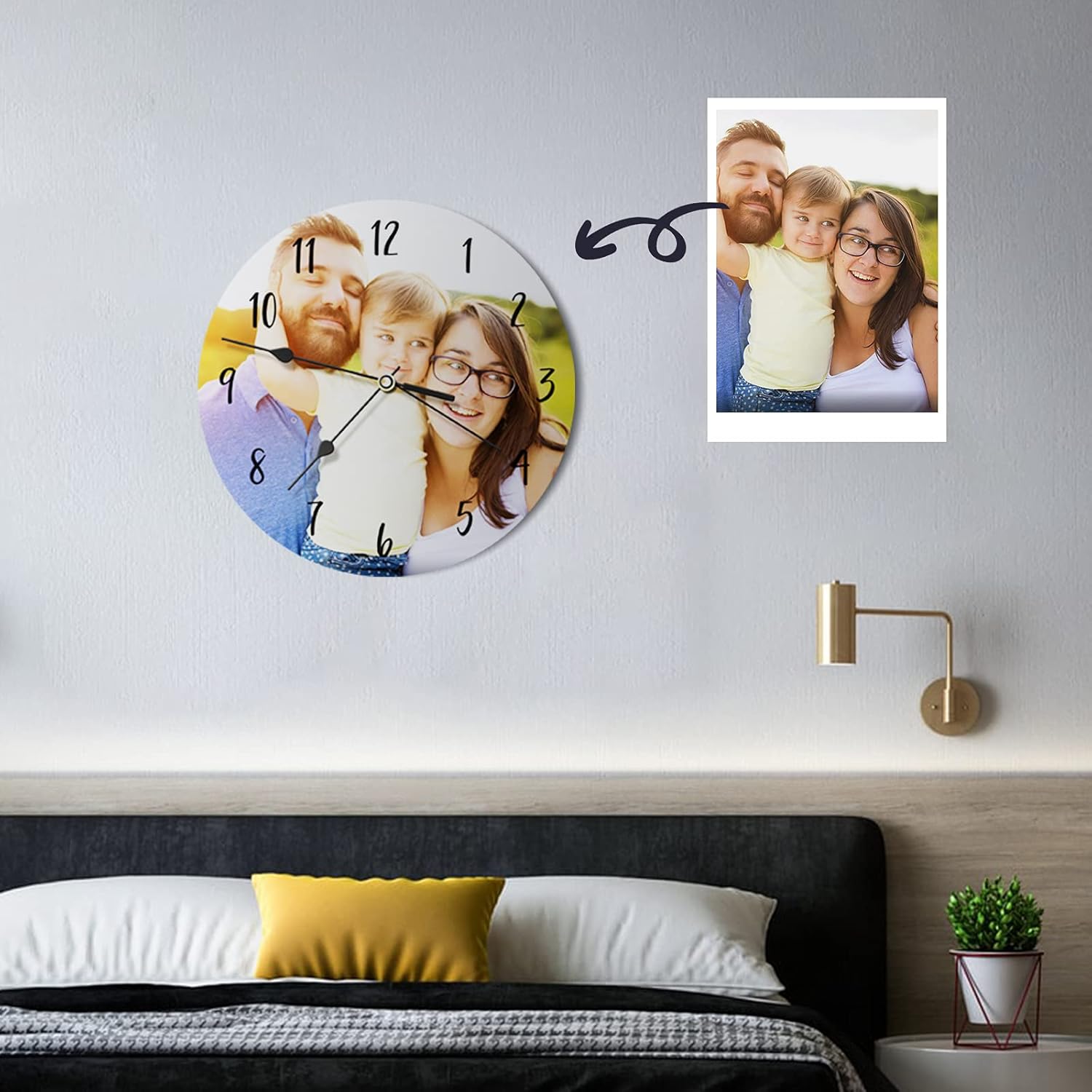 Custom Photo Clock Wall Clock Personalized Modern Design Photo Frame Clocks Art Pictures Clock Unique Home Decor Multi-Photo Clock Gift for Family, Friends: Kitchen & Dining
