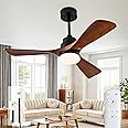 Ceversa 42 Inch Wood Ceiling Fans with Lights and Remote, 3 Blades Outdoor Walnut Ceiling Fans for Patio, Noiseless Reversible DC Motor, for Living Room, Farmhouse, Indoor