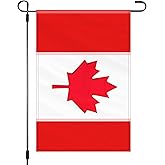 12 x 18 Inches Canada Garden Flag for Yard Lawn Outdoor Decor, Embroidered Red Maple Leaf Design Double-Sided Burlap Banner for Canada Day, July 1st, Patriotic Holiday, Front Porch Outside Decorations