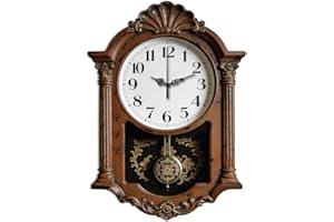 CONCHLERY Retro Style Wall Clock Irregular Shape Decorative Brown Wall Clock Non-Ticking Clock for Home Office Decoration, 16