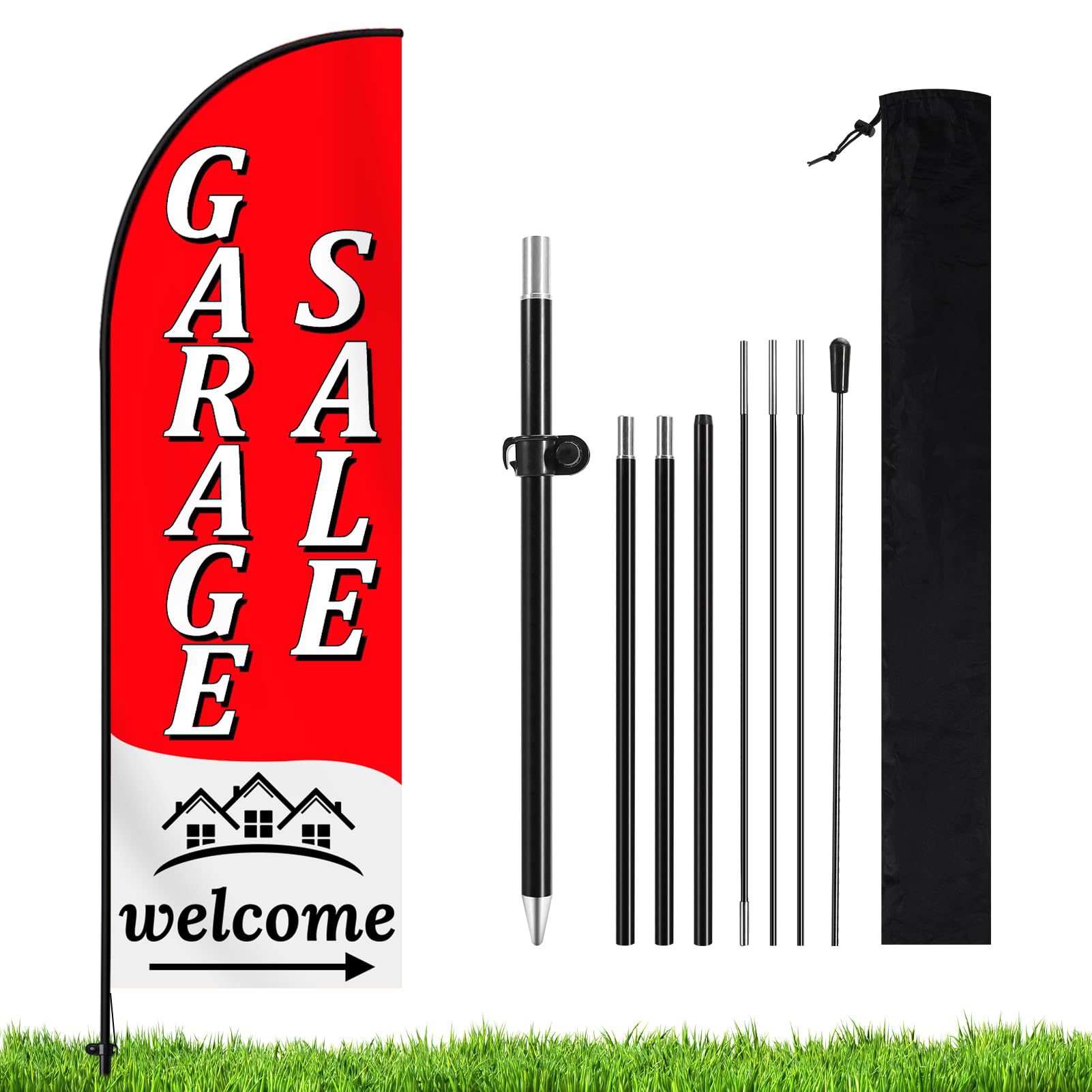 Photo 1 of Garage Sale Sign,Feather Advertising Flag & Pole Kit,Yard Garage Sale Banner Flag,Business Sign Flag Pole Kit for Sales Event