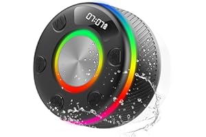 DBASNE Bluetooth Shower Speaker, Stocking Stuffers Portable Speakers Bluetooth 5.4 with HD Sound, IPX7 Waterproof, RGB Light/LED Display/FM Radio/Hands-Free Call/Suction Cup Perfect for Bathroom Sing-Along