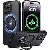 DIBRELL Upgraded Magnetic for iPhone 14 Pro Max Case,[Unbreakable & Magnetic Stand] [Military-Grade Protection] [Phone Case Compatible with MagSafe] Slim Translucent Matte Shockproof Phone Cover,Black