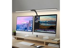 OUTON 33.5" Clamp LED Desk Lamp for Home Office - 2000LM Bright Architect Light for Monitor, 3-Color Stepless Dimming Touch Control, Adjustable Gooseneck & Eye-Caring Dimmable with Memory Timer, Black