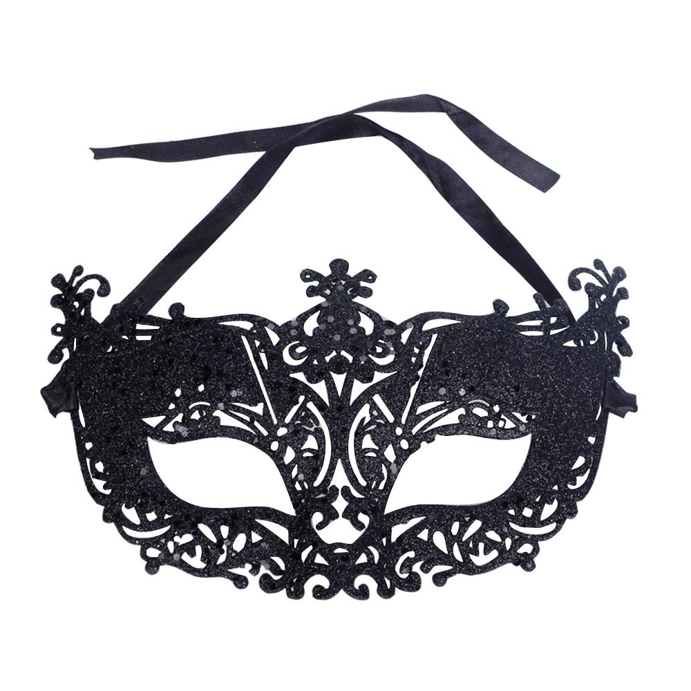 Accmart(TM) Women Mask Venetian Masquerade Ball Halloween Glitter Masks Black