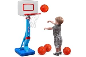 SUPER JOY Toddler Basketball Hoop - Height Adjustable Kids Hoop for Indoor & Outdoor Play - Portable Mini Basketball Goal for Poolside- Game Sport Toy for Boys & Girls Age 1 2 3 4 5