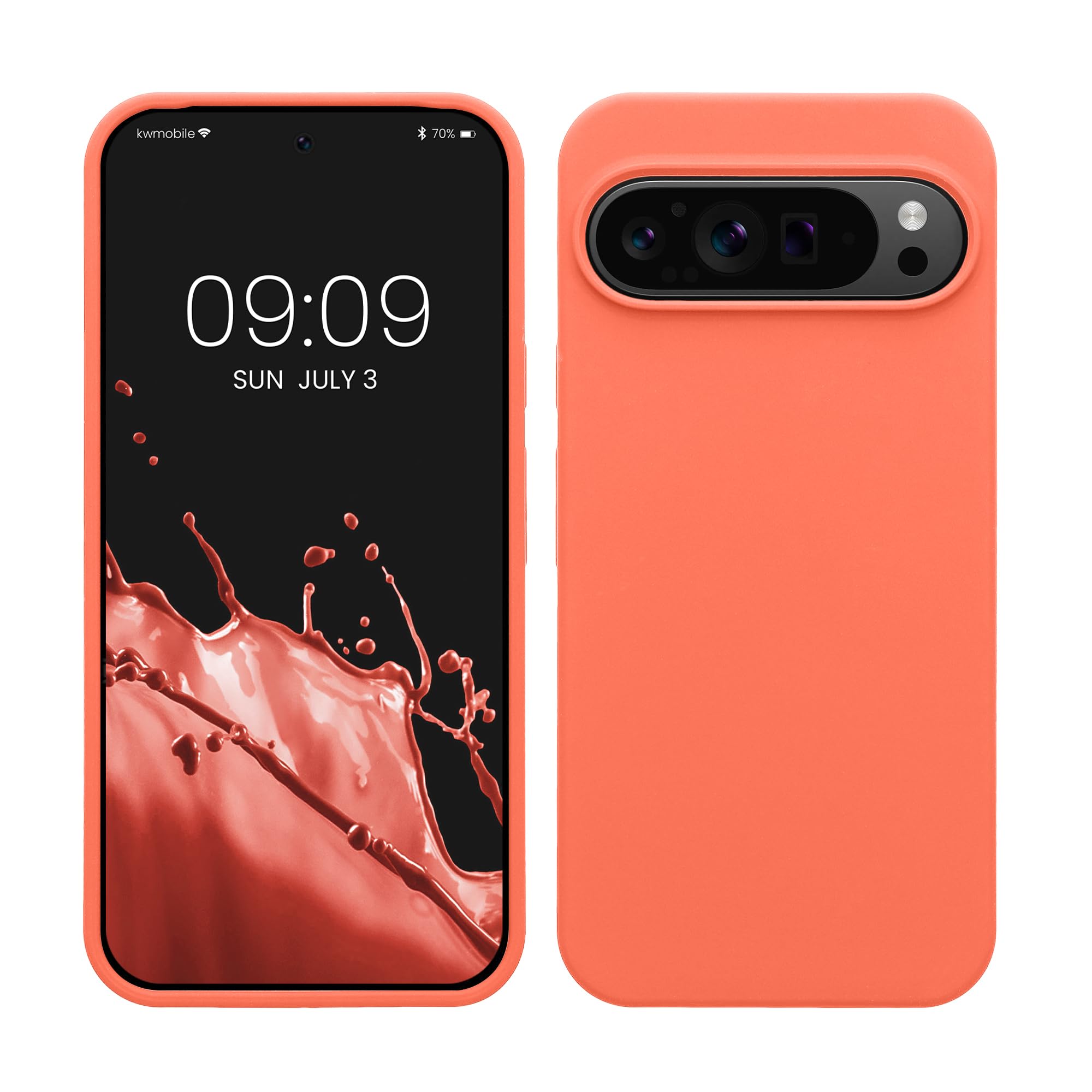 kwmobile Case Compatible with Google Pixel 9 Pro XL Case - TPU Silicone Phone Cover with Soft Finish - Vivid Coral
