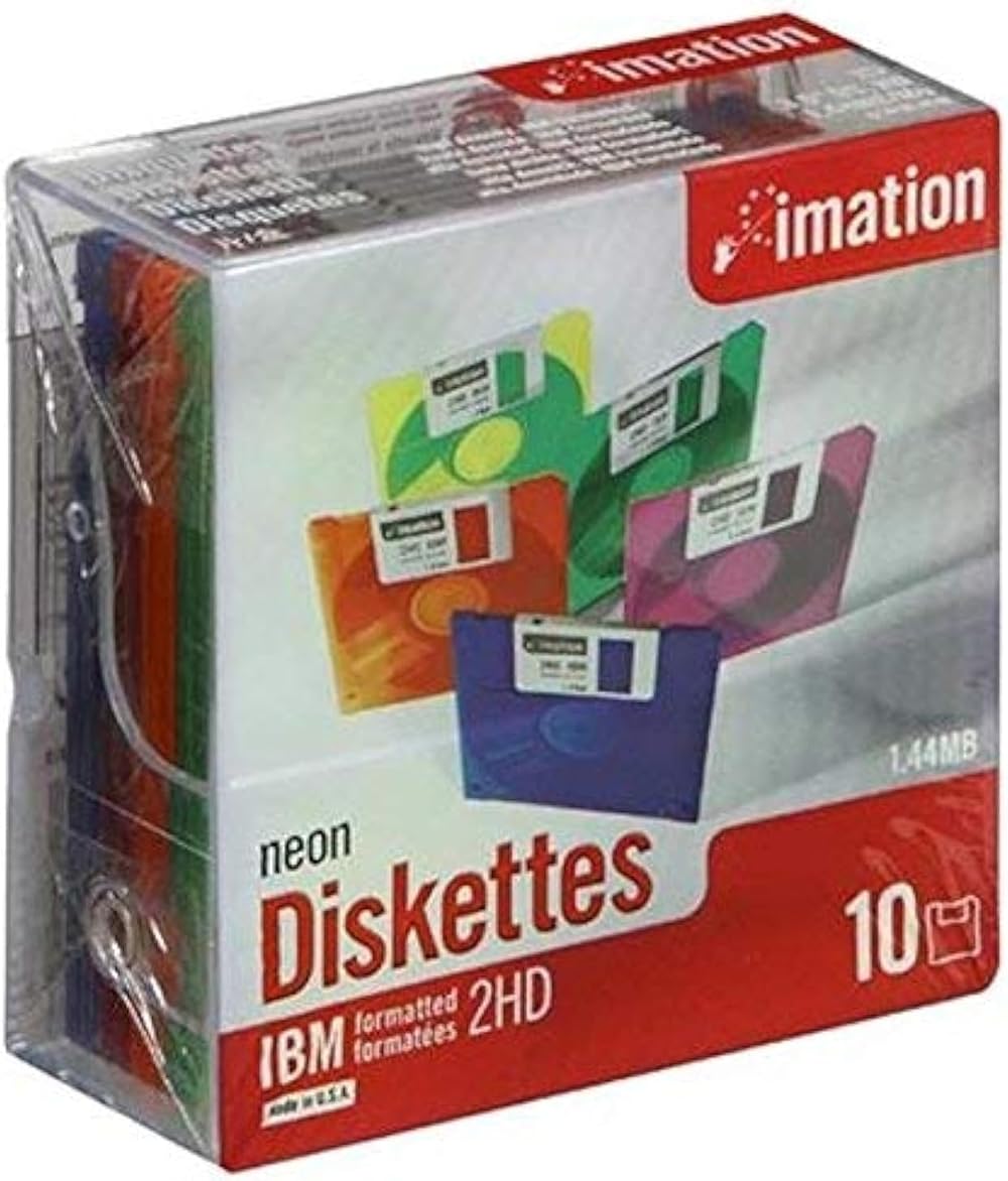 Imation 10 x 1.44MB Floppy Disks PC Storage Media Neon Colors