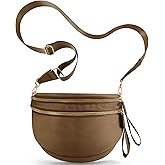 NEWROGENG Crossbody Bags for Women, Large Nylon Bum Bags Plus Size Fanny Pack Sling Bag Belt Bag for Women Travel, Caramel