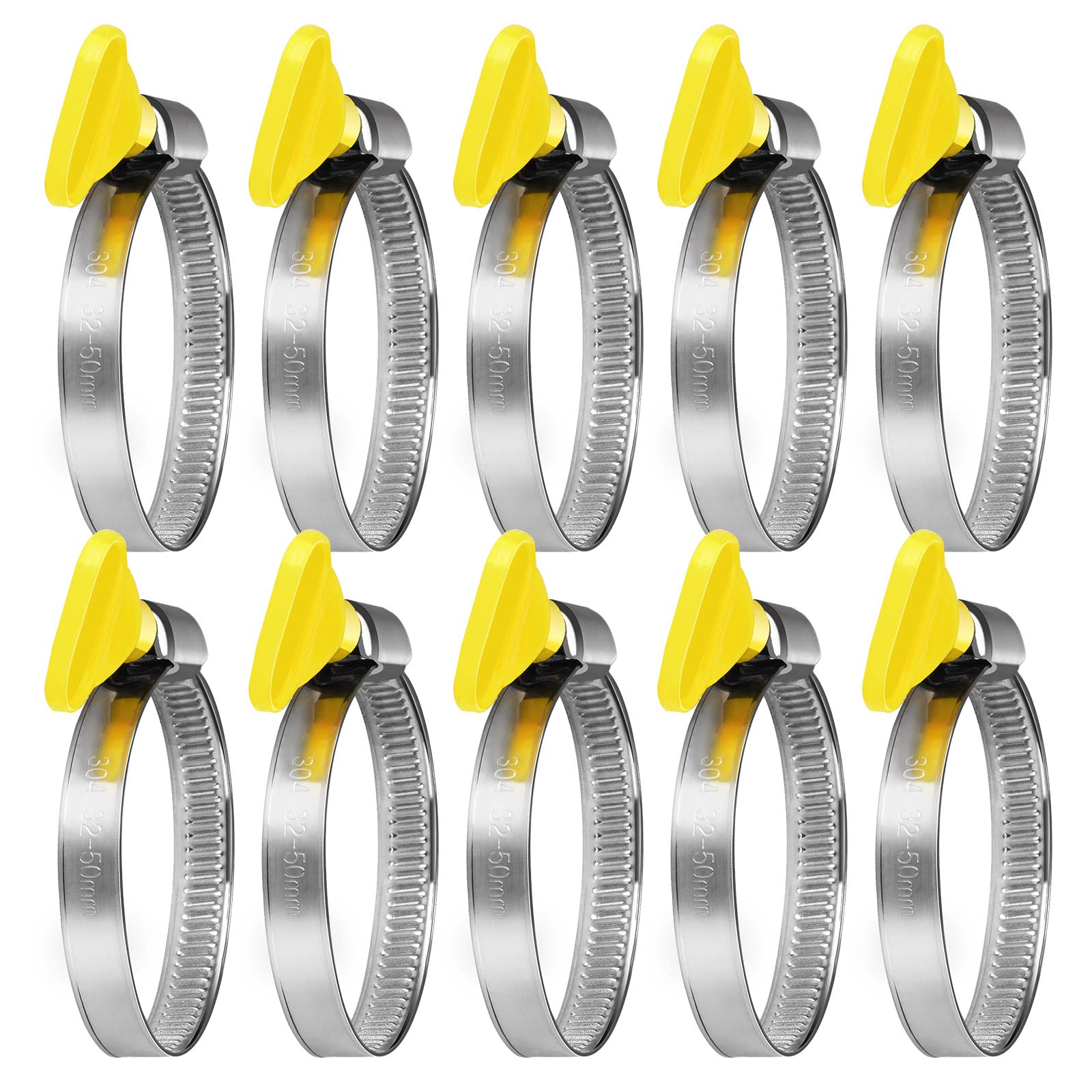 Drado Jubilee Clips 10Pcs Stainless Steel Hose Pipe Clamp, Adjustable Hose Clamps Clips, Worm Drive Hose Clips 32-50mm