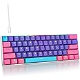 Mosptnspg Protable 60% Percent Gaming Keyboard Mechanical, Mini Compact RGB Backlit 61 Keys Wired Office Keyboard with red Switch for Mac/Win (Purple/red Switch)