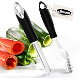 Jalapeno Pepper Corer &amp; Zucchini/Cucumber Corer, Set of 2, Newness Stainless Steel Core Deseeder Kitchen Tool with Serrated Slice and Rubber Handle, Easy for Seed Remover or Slice off Vegetables tops