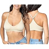 Blue 55 Women's Racerback Bralette Sexy Everyday Basic Deep V-Neck Wireless W/Removable Padding Bra