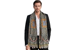 GERINLY Silk Feel Long Scarf for Men, Lightweight Business Dress Shawl Wraps Gentlemen, European Style Suit Scarves
