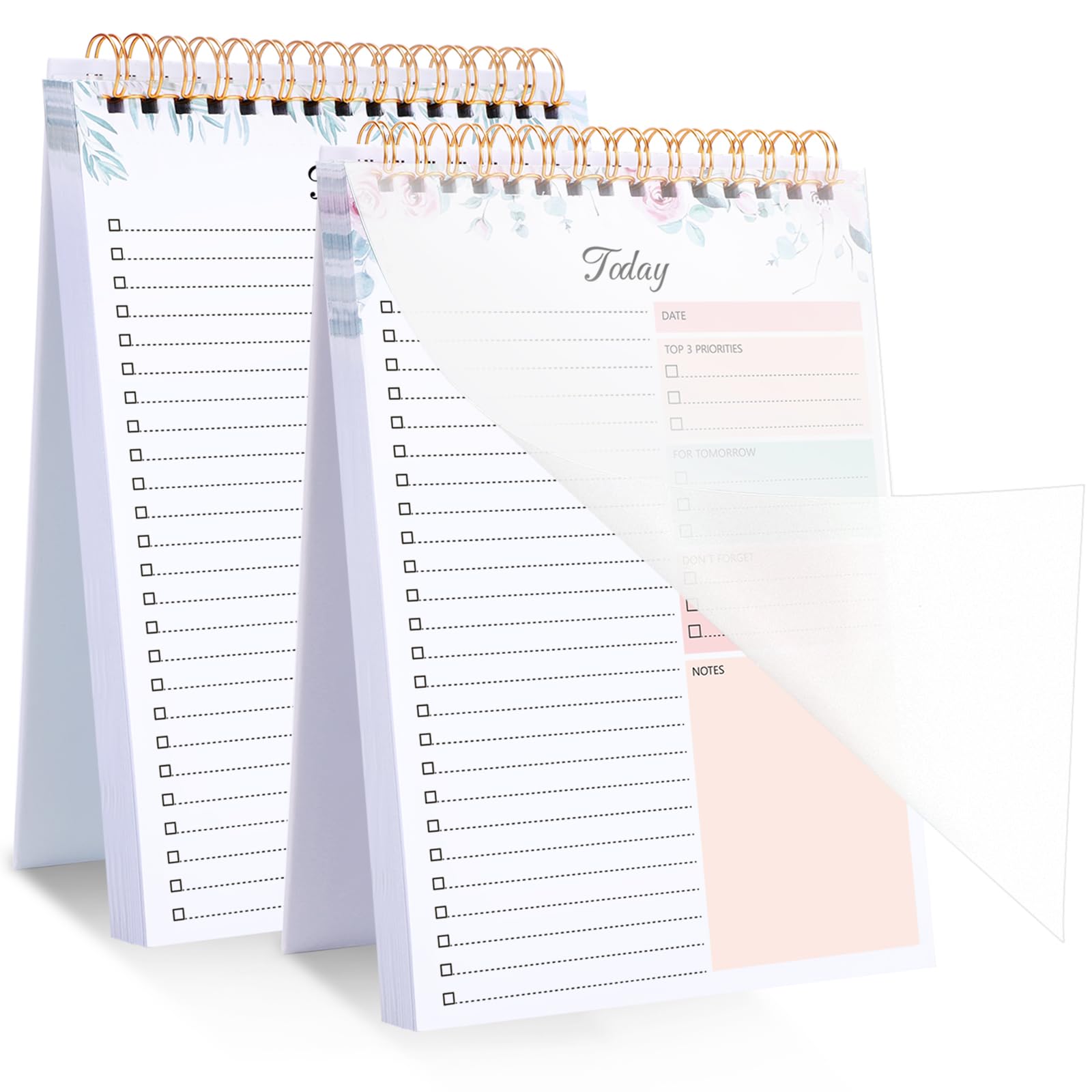 2 Pack To Do List Notepad, Undated Daily Planner Notebook A5 Spiral 208 Pages To Do List Notebook for Work Study and Personal Oraganizer, Double-Sided Printing, Seven Months of Use, 22 X 14 cm — image 1