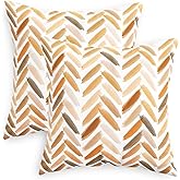 CaliTime Throw Pillow Covers Decorative 18 X 18 Inches Pack of 2 Cozy Fleece Abstract Brushwork Arrow Cushion Cases for Couch Bed Sofa Farmhouse Decoration Orange