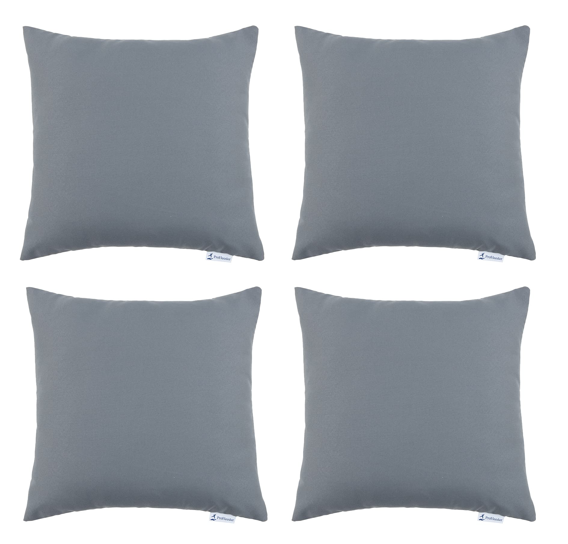 Proheeder Scatter Pillow Covers - Water Resistant & Washable Square Style Pillow Covers, Decorative Outdoor Pillow Covers for Sofa, Couch, Bed & Bench | (45 x 45cm, Dark Grey, Pack of 4)