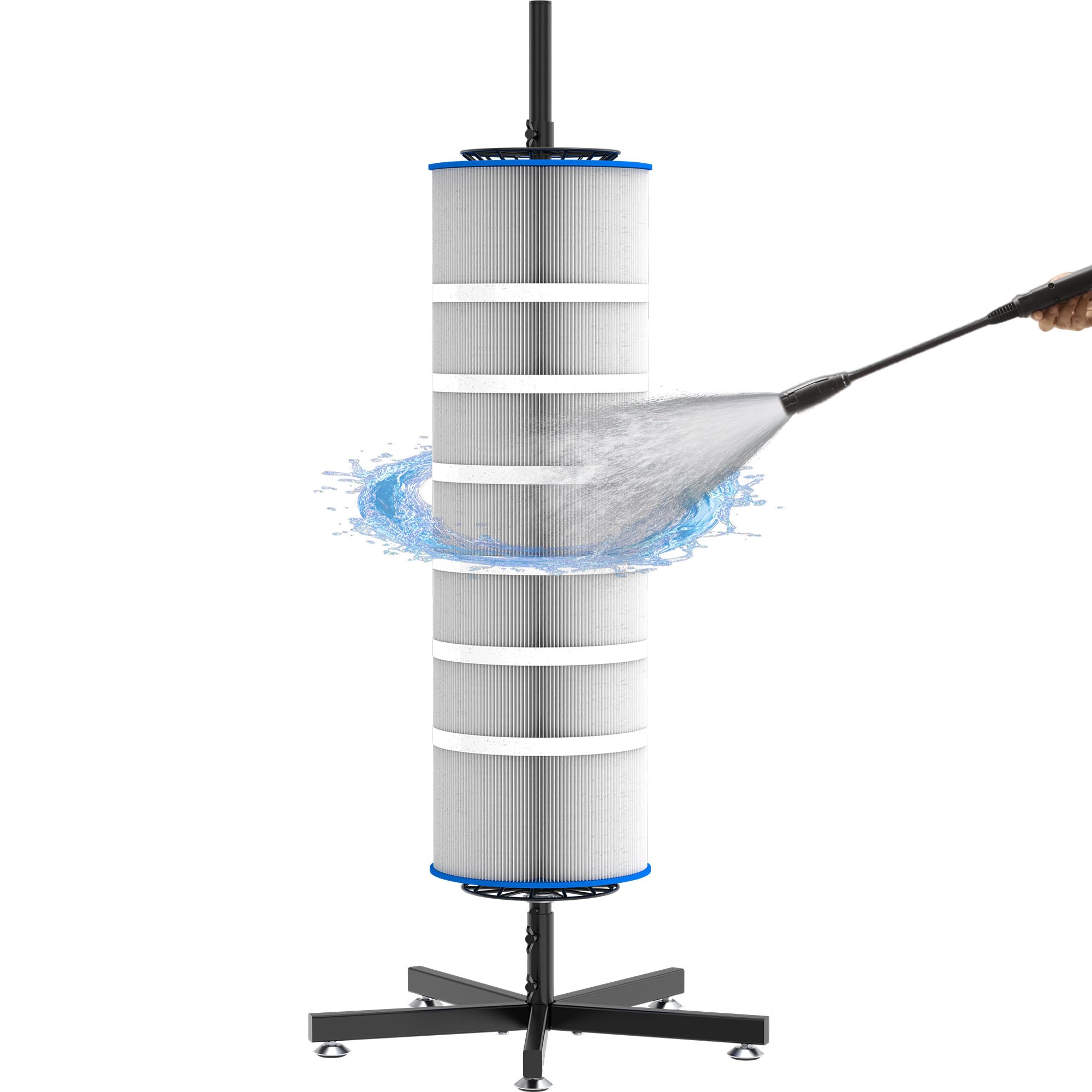 Photo 1 of GARVIN Cyclone Pool Filter Cartridge Cleaner with Stand – 360° Rotating Cartridge Washer for 3", 4", 6" Filters – Quick Deep Cleaning with Heavy-Duty Stable Base