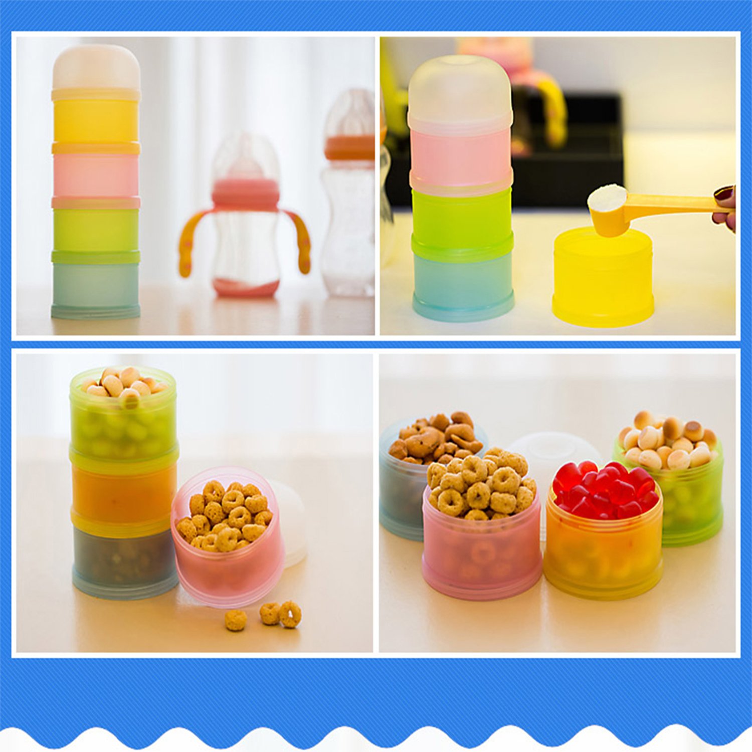 Formula Dispenser, Kidsmile Twist-Lock Stackable On-The-Go BPA Free Milk Powder Box Baby Food Storage Container Snack Cups for Toddlers - 4 Feeds, no Powder Leakage : Baby
