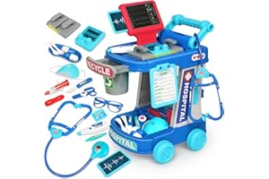 VUNRAHSG Doctor Kit for Toddlers 3-5 With 21pcs Medical Kit Toy Doctor Cart Stethoscope and Other Accessories Boy and Girl Fun Role Playing Game Dentist Toy Kids Pretend Play Girls Toys for 3 4 5 Birthday Gift