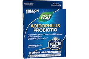 Nature's Way Acidophilus Probiotic Pearls, Supports Digestive Balance & Gut Health, Reduce Occasional Constipation and Bloating*, 1 Billion Cultures, 90 Softgels
