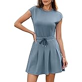 Casly Lamiit Women's Two Piece Skirt Sets Summer Pleated Tennis Outfits Cap Sleeve Sweatsuit High Waist Skort Matching Set