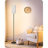 GOEBLESON 64.6" Floor Lamp, Pole with Foot Switch, Modern Standing Lamp Lampshade, Minimalist Freestanding Lamp (Bulb Not Included), for Living Room, Bedroom Office ETL Listed, Black and Beige E07LD05