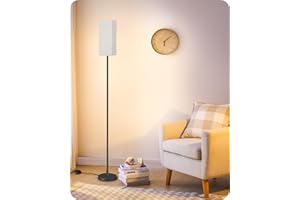 GOEBLESON 64.6" Floor Lamp, Pole with Foot Switch, Modern Standing Lamp Lampshade, Minimalist Freestanding Lamp (Bulb Not Included), for Living Room, Bedroom Office ETL Listed, Black and Beige E07LD05