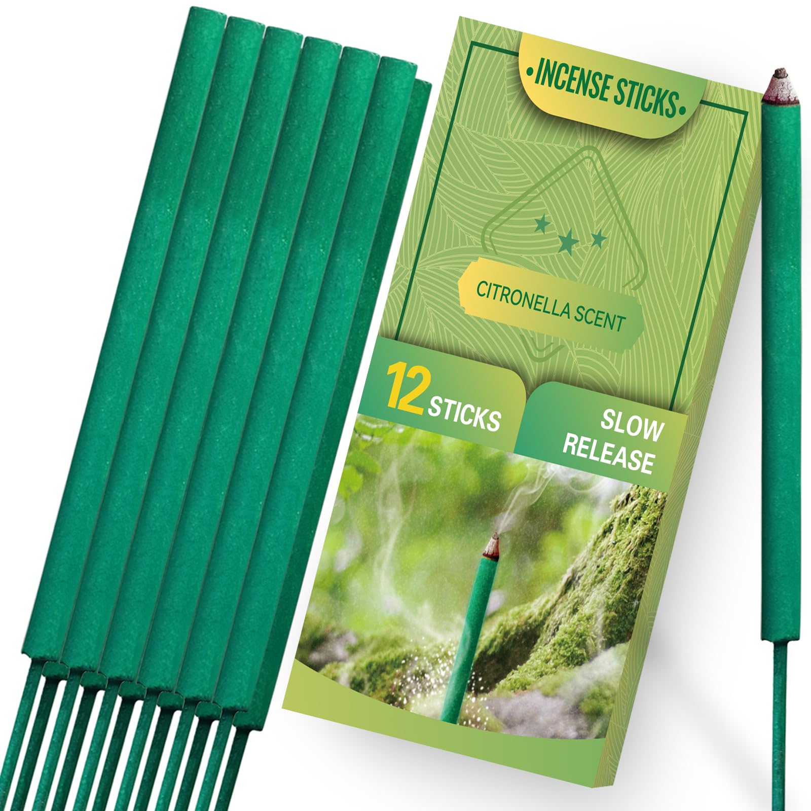 SCENTORINI Citronella Incense Sticks, Lemongrass Incense Sticks for Indoor Outdoor Garden Patio Camping, 12 Pack — image 1