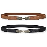 JASGOOD Women Skinny Elastic Stretch Belt for Dresses Retro Ladies Waist Vintage Thin Belt