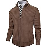 Pioneer Camp Men's Cardigan Sweaters Full Zip Up Stand Collar Slim Fit Casual Knitted Sweater with 2 Front Pockets