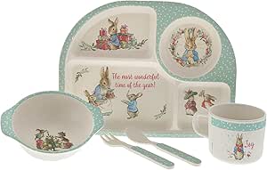 Beatrix Potter A30189 Peter Konijn Xmas Diner Set Glas, Bamboe