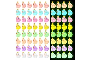 Fuyamp 120 Pieces Luminous Mini Resin Ducks with Crown Miniature Figures Micro Fairy Garden Landscape Aquarium Tiny Ducks Dollhouse Ornament Colorful Duck DIY Charms for Christmas Birthday Party