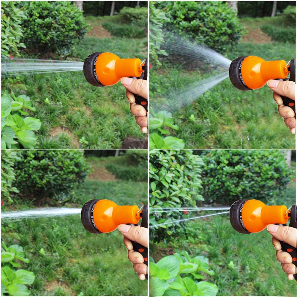 Garden Hose Nozzle Sprayer - Heavy Duty High Pressure Water Nozzle for Garden Hose, 7Different Spray Patterns, Thumb Control for Watering Plants, Washing Cars, and Showering Pets (Orange) : Garden & Outdoor