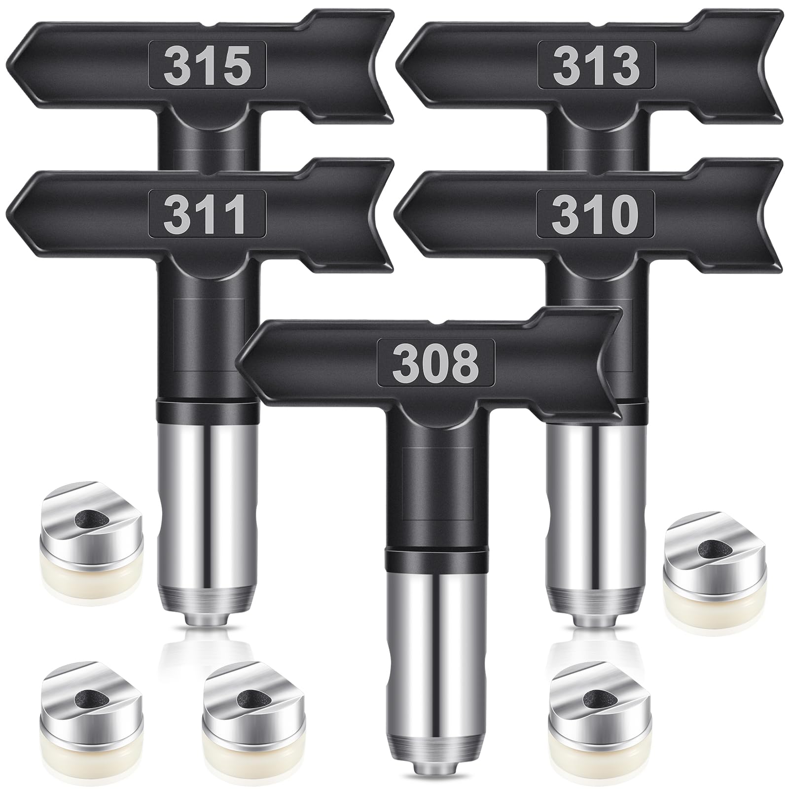 Photo 1 of Moxweyeni 5 Pieces Spray Tips Reversible Spray Nozzles for Airless Paint Sprayer Tips Guns and Spraying Machine for Homes Decks Fences (308,310,311,313,315)