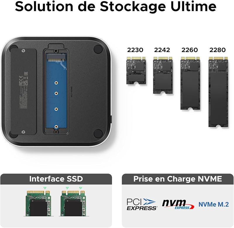 Docking Station USB C et Support pour Mac Mini M4,M4 Pro,M5 Pro,M6