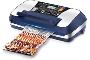 MZROT 95kpa Vacuum Sealer Machine, Commercial Full Automatic Food Sealer, Vacuum Sealer for Food with Cutter, 10 Pre-cut Bags & Bag Rolls and Accessory Hose, Fully Starter Kits, Dark Blue