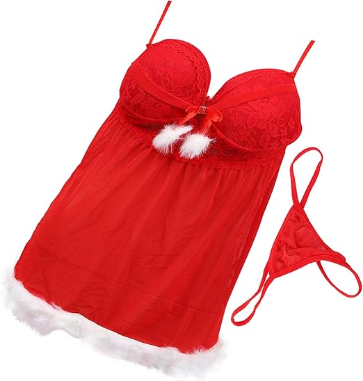 ABOOFAN Lencería de Navidad Ropa Interior para Mujeres Señora Claus