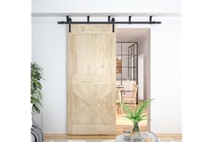 DIYHD Bent Straight Roller Barn Wood Closet Interior Door Sliding Hardware, 8FT Track Kit, Ceiling Mount kit