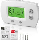 TH5220D1029 FocusPRO 5000 Thermostat Compatible with Honeywell TH5220D | Smart Non-Programmable Thermostat for Home Office Hotel, 2 Heat 2 Cool Multi-Stage &amp; Heat Pump, Backlit Display, Dual Powered