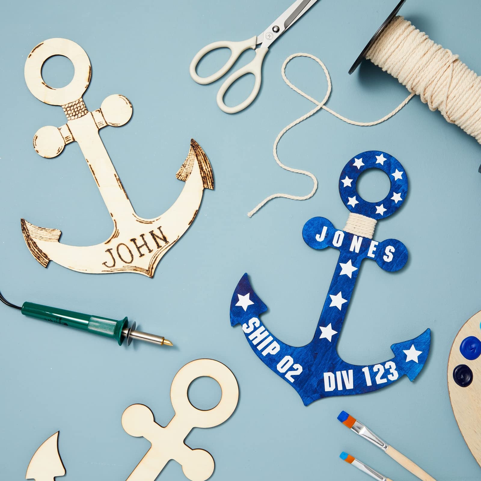 12 Pack Unfinished Wooden Anchors for Crafts, Nautical Wood Cutouts for DIY Projects, Nautical Decor (11.6 x 8.8 in)