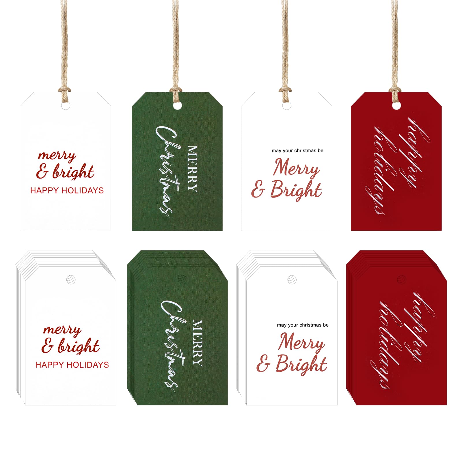 Photo 1 of 100 Pcs Christmas Tags for Gifts with String, Christmas Tags with String Quality Paper Gifts Tag Labels for Holiday Presents, Wrapping Xmas Packages Party Decorations Crafts Supplies Gift Cards