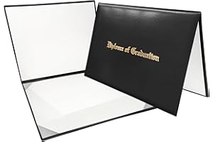 Gradplaza Diploma Cover for Certificate 8.5"x 11" Imprinted “Diploma of Graduation” Black Diploma Holder Smooth for High School,University