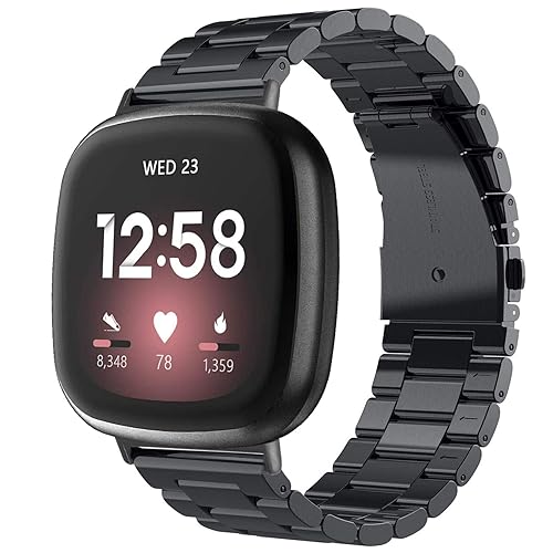 MOFREE Band Compatible for Fitbit Sense/Fitbit Versa 3, Classic Stainless  Steel Bands of Premium Quality, Replacements Compatible for Versa 3/Fitbit 