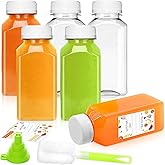 XSBAIHUO Juice Bottles - 8oz Bottles with Lids, 6 pcs Plastic Juice Containers with Caps Reusable Drink Containers for Juice Milk Coffee Water Smoothie and Other Beverages Christmas gifts