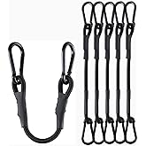 8 Inch Short Small Carabiner Bungee Cord with 190 Lbs Max Break Strength, 8 Pcs Black Mini UV Resistant Bungee Straps with Upgraded Carabiner Hooks, Great for Cargo, Bike, Kayak Boat, Luggage, etc