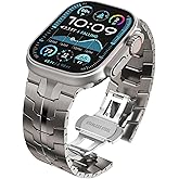 WINGLE Grade 2 Titanium Bands for Apple Watch Band Ultra 3/2/1 Band 49mm Series 11 10 46mm 45mm 44mm 42mm SE 3/2/1 Series 9 8 7 6 5 4 3 Men, Classy Business Lightweight Rugged Titanium iWatch Bands