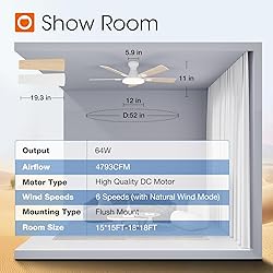 addlon Ceiling Fans with Lights, 52 inch Flush