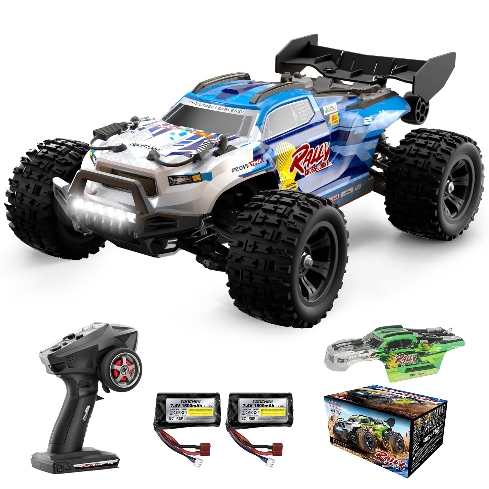 YONCHER Brushless Remote Control Car for Adults, 1:18 60KM/H High Speed RC Monster Trucks 4x4 Offroad Waterproof, RC Cars for Kids Boys, 4WD Fast RC Truck with 2 Battery 50min+ Play Time