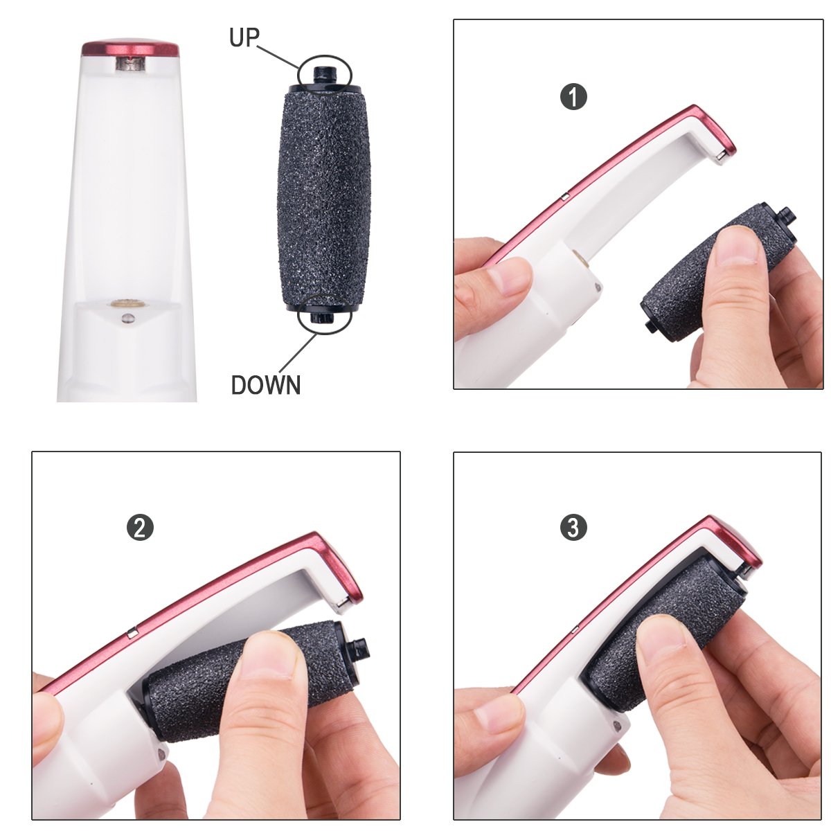Rechargeable Callus Remover with LED Light,TianQin WY Electric Callus Remover ,Easier Grip Design to Remove More Callus Perfect for Remove Hard, Dead, Cracked Skin, 2 Rollers Included
